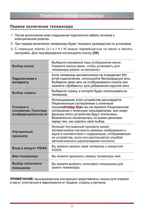 Включение телевизора