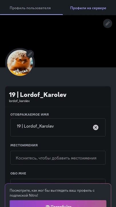 Как добавить свое имя в Дискорде