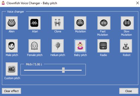 Основы настройки голоса в Clownfish Voice Changer