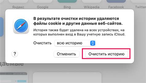 Очистка истории и файлов cookie браузера
