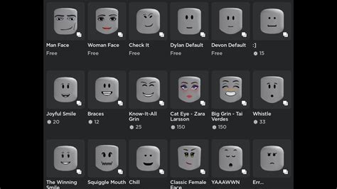 Популярные динамичные лица в Roblox