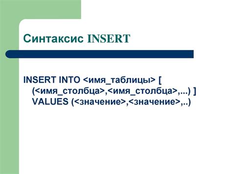 Синтаксис оператора insert в Паскале