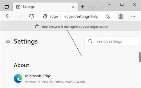 Удаление "managed by your organization" в Edge