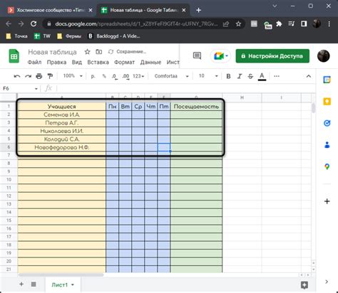 Шаги по созданию графика работы на Google Таблицах